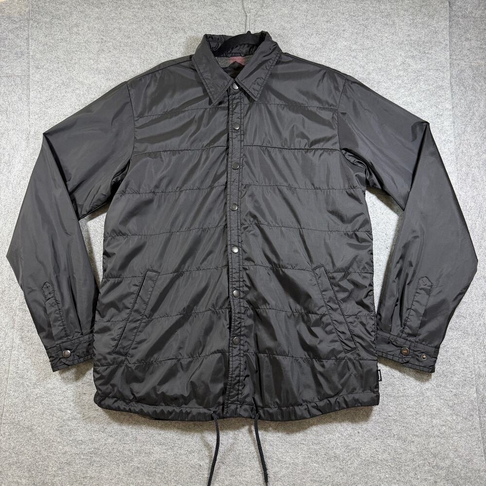 Dickies Coach's Flannel Lined Jacket Mens L Black Quilted Snap Front Workwear